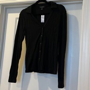 Banana Republic Black Button-Down Knit